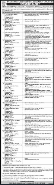 Pakistan Agricultural Research Council Jobs 2025