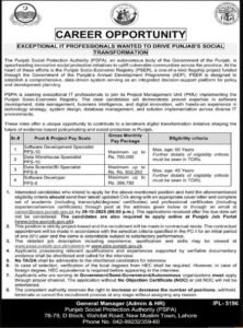 Punjab Social Protection Authority PSPA Jobs 2025 – Apply Online for IT Professionals