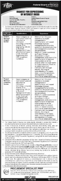 Federal Board of Revenue Jobs 2025