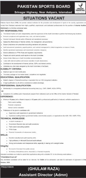 Pakistan Sports Board Jobs