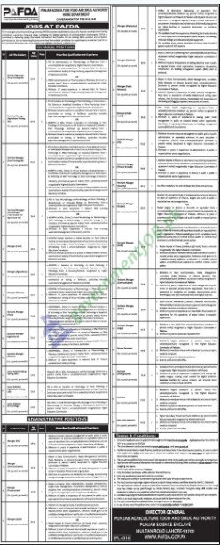 Punjab Agriculture Food & Drug Authority Jobs 2025