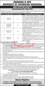 Shuhada-e-APS University of Technology Nowshera Jobs 2025